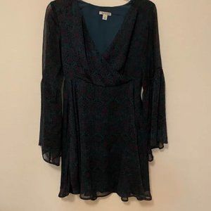 floral v-neck layered skater dress